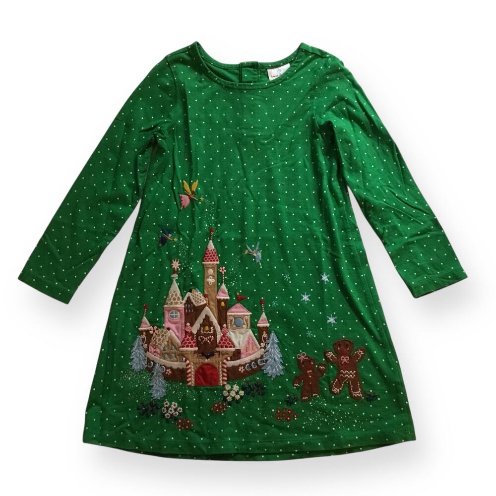 Hanna Andersson green gingerbread house dress